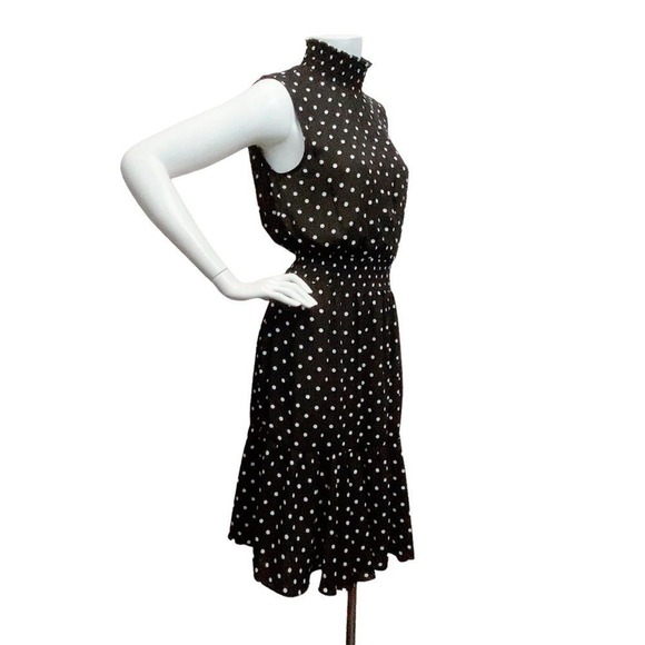 NANETTE Lepore Women's Sz 4 Polka Dot Black White Sleeveless Ruffle Hem Dress - Picture 7 of 10